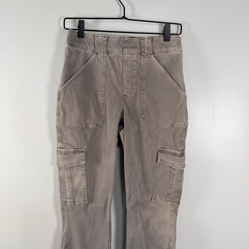 Spanx Twill Skinny Ankle Cargo Pants Green Stretch High Waist Womens Size L - Picture 4 of 10